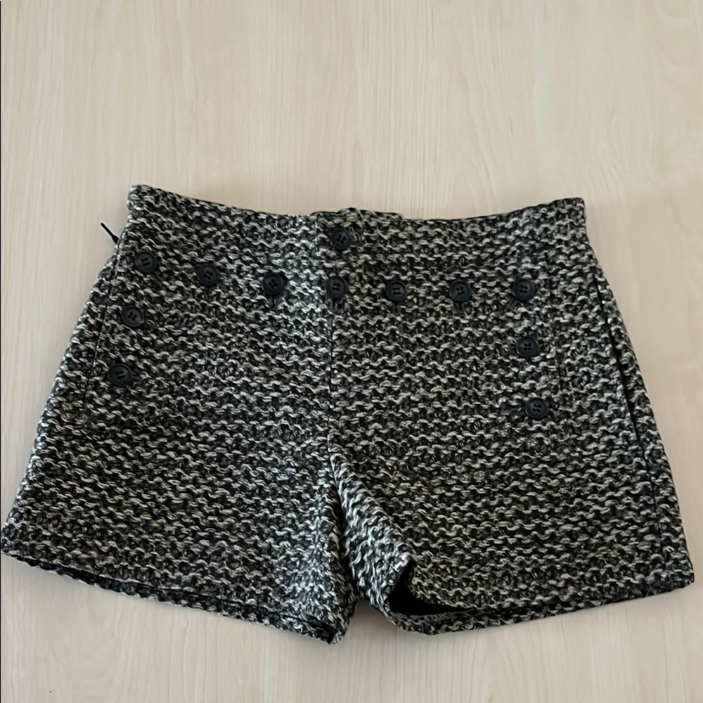 Chic Black and White Tweed Women's Shorts by designer Miharayasuhiro